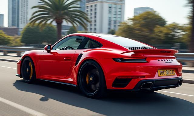 Porsche 911 Turbo S, sportlicher Luxus-Sportwagen in rot