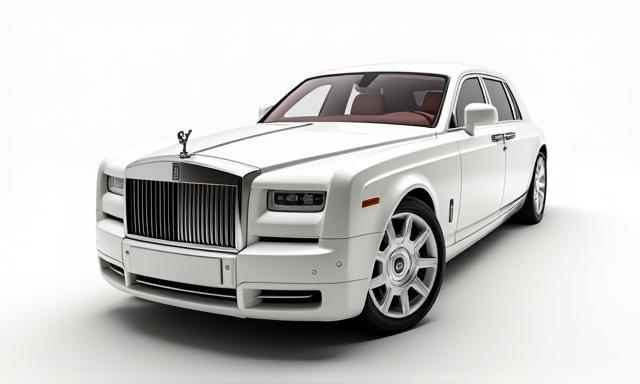 Rolls-Royce Phantom in glänzendem weiß mit silbernen Details